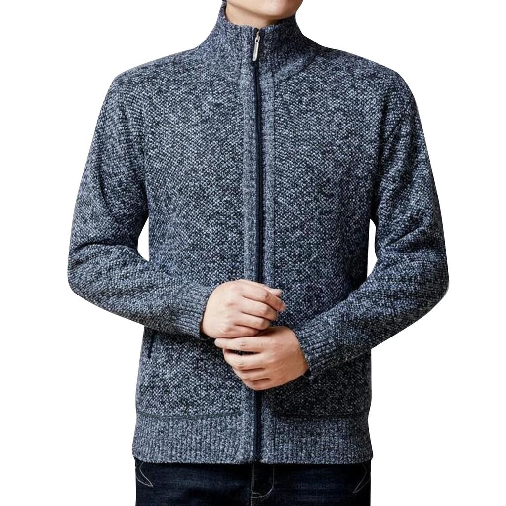Men's Knitted Fleece Zipper Jacket Men's Sports Large Size Casual Jacket