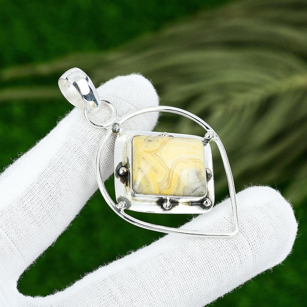 Gift For Women Pendant 925 Sterling Silver Natural Crazy Lace Agate Gemstone