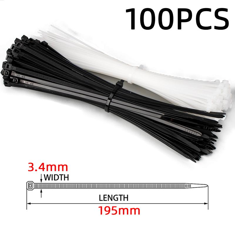100 Teile/beutel Selbstsichernde Kunststoff Nylon Kabelbinder Organizer Schleife Wicklung Zip Kabelbinder Weiß Schwarz Kabelbinder Set Industria