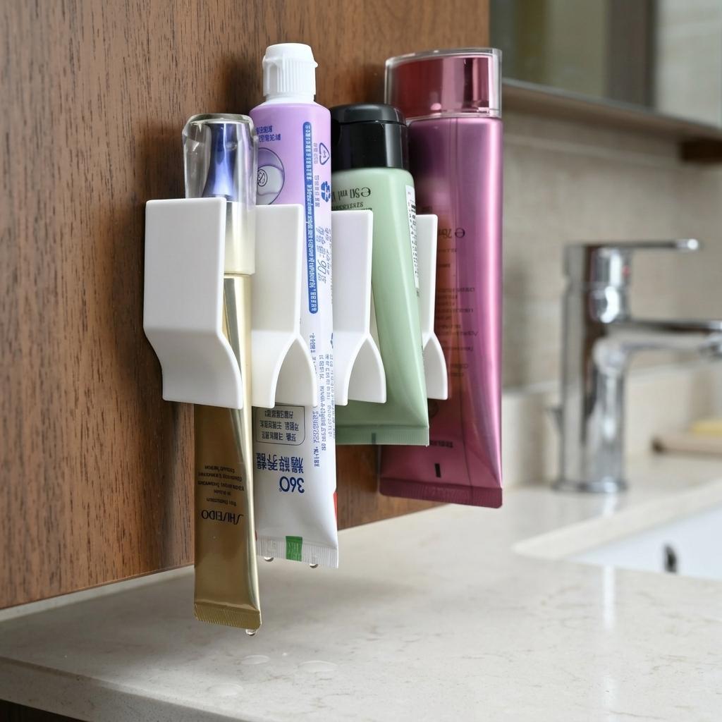 1pc 3D Printed Bathroom Toothpaste Storage Rack Face Wash Holder Wall Mounted No Drilling Required Toilet Clip Organizer