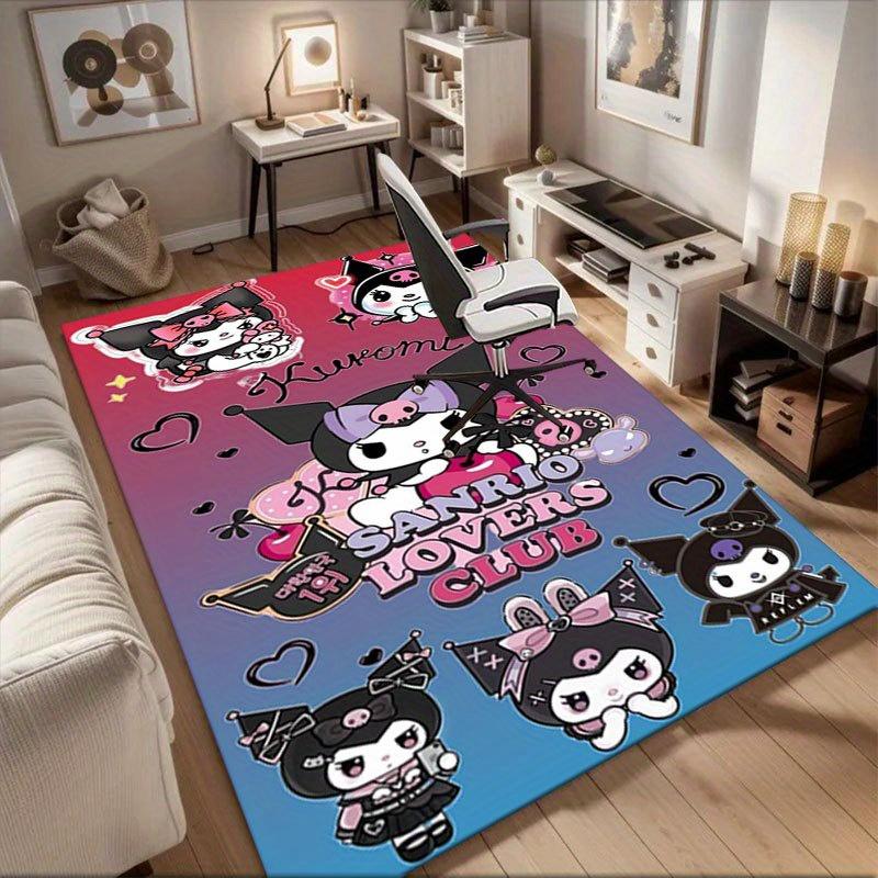 1pc Sanrio Kuromi Mermaid Printed Office Carpet Rectangle Rug Under The Table,Perfect Room Decor for Living Room, Bedroom, Kitchen, Non-slip Floor Mat