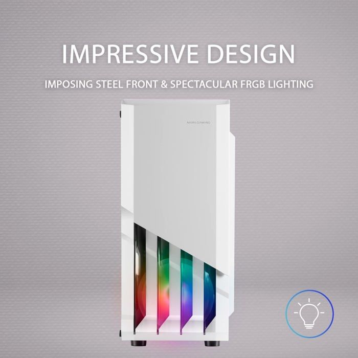 ATX skříň Mars Gaming MC-X2 Bílá PC Skříň Herní ATX Přední panel Ocel FRGB 2 12cm FRGB ventilátory Boční okno po celé délce