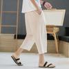 Shorts Men's Summer Outerwear Thin Cotton Straight Leg Knee High Mid Length Pants Trendy Loose Linen Casual Cropped Pants