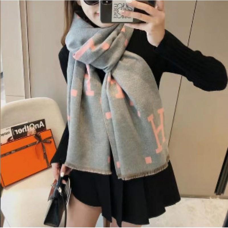 Premium Double-Sided Jacquard Houndstooth Scarf Wrap Women Winter Fall Warm Cotton Blend Shawl 185x70cm