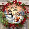 Christmas Decoration Sign,hanging decorations,2D Flat Wooden Products with The Pattern Is Christmas Snowman and squirrel,Christmas Gifts for Friends.