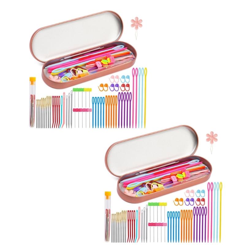 

118 шт. швейная игла с большим ушком и изогнутым кончиком, гобеленовая игла, игла для пряжи, игла для шерсти, швейная булавка, маркер для вязания, зажим для нити