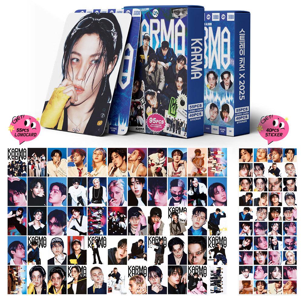 In Stock  New Skzoo 95Pcs Stray Kids Hop Album Peripheral Lomo Cards Sk Collection Cards + Diy Big Head Stickers For Fa