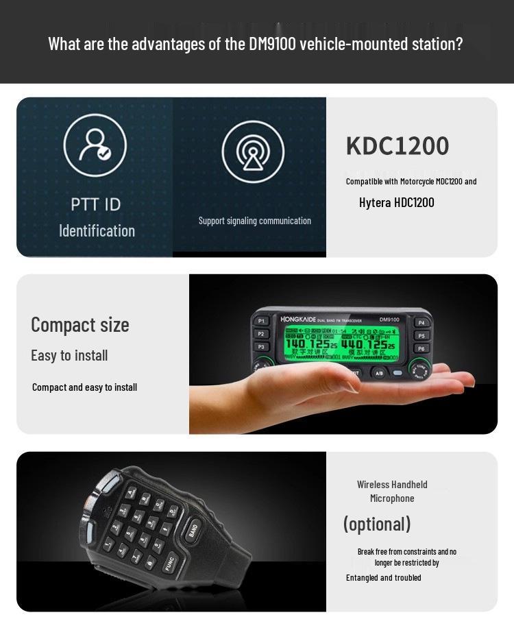 DMR DM9100 Dual Band Vehicle Radio: 25W Bluetooth GPS for Self-driving Tours