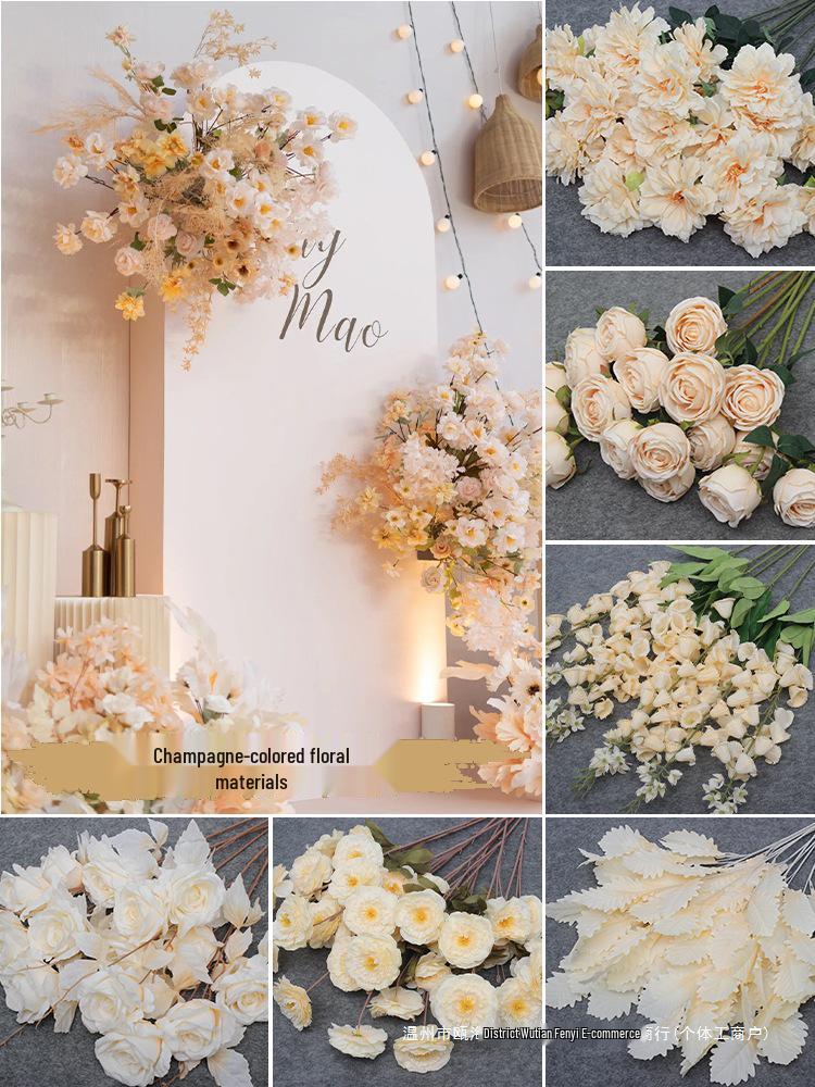 Champagne Silk Flower Wedding Decor - Artificial Ceiling & Aisle Floristry Elements