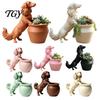 Décoration de Jardin Intérieur Extérieur Cache-pot Teckel à Poil Long Imprimé 3D, Pot de Fleurs Chien Mignon pour Cactus Amoureux des Plantes d'Air Idées Cadeaux Plantes Succulentes, Décoratif