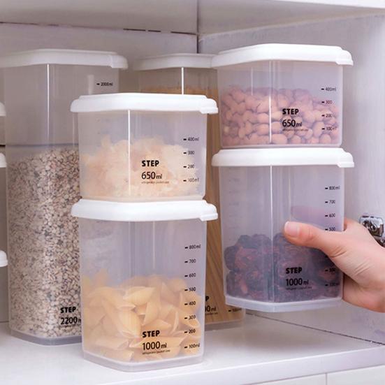 Food Jar Food Grade Dust-proof Plastic Scale Mark Style Food Sealing Jar for Home