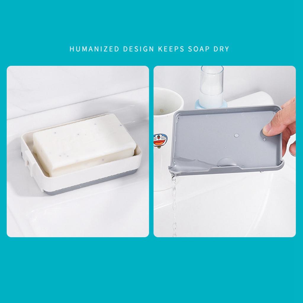 Cutie de Săpun Rotativă Montată pe Perete 3 Straturi HIPS Fără Găuri Recipient pentru Săpun Rotativ Farfurie pentru