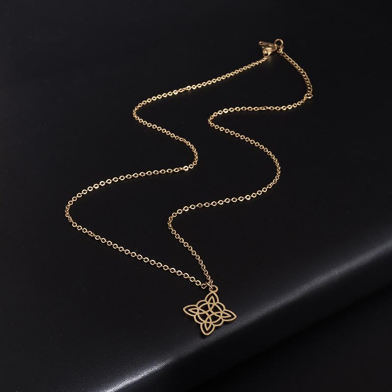 Fashion Trend Creative Design Hollow Witch Knot Stainless Steel Pendant Womens Necklace Classic Charm Jewelry Gift