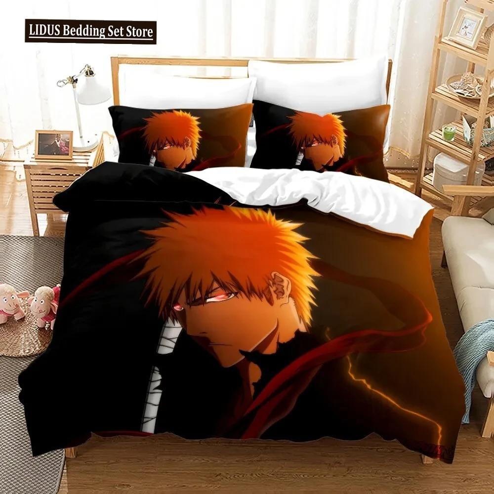 Anime Bleach Kurosaki Ichigo Bedding Set Boys Girls Twin Queen Size Duvet Cover Pillowcase Bed Boys Adult Home Textileextile