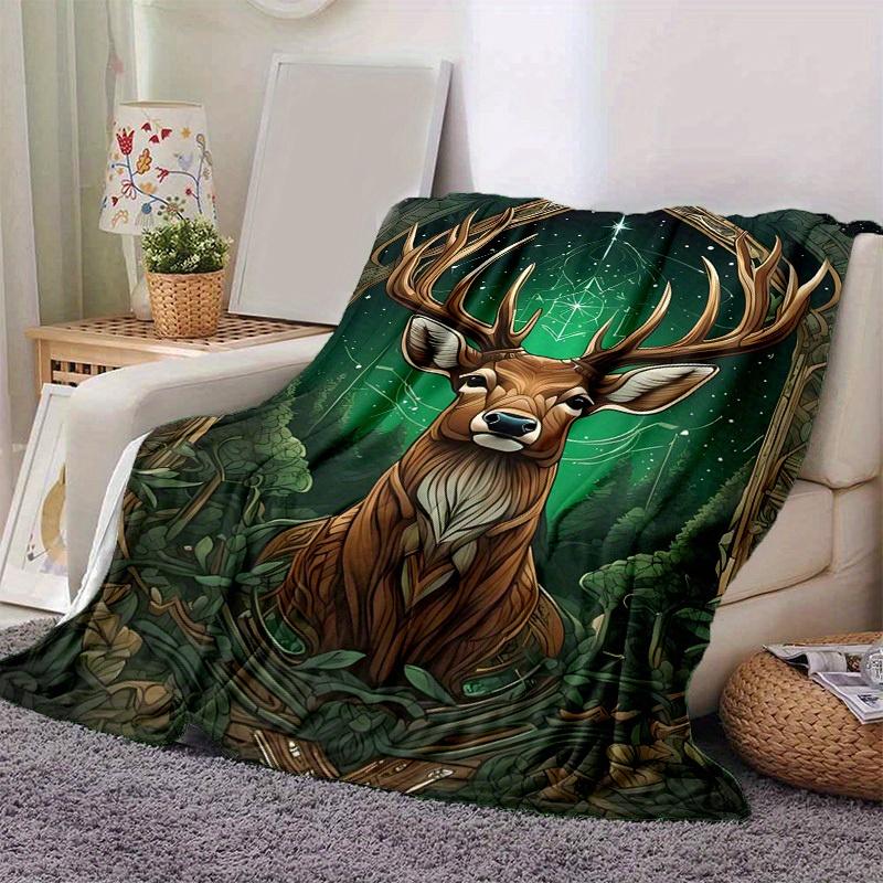 1pc, Enchanted Forest Deer Home Decor Blanket: A Cozy Flannel Throw for Your Couch, Perfect Gift for Bedroom, Living Room, Travel, Camping, Car, Beach