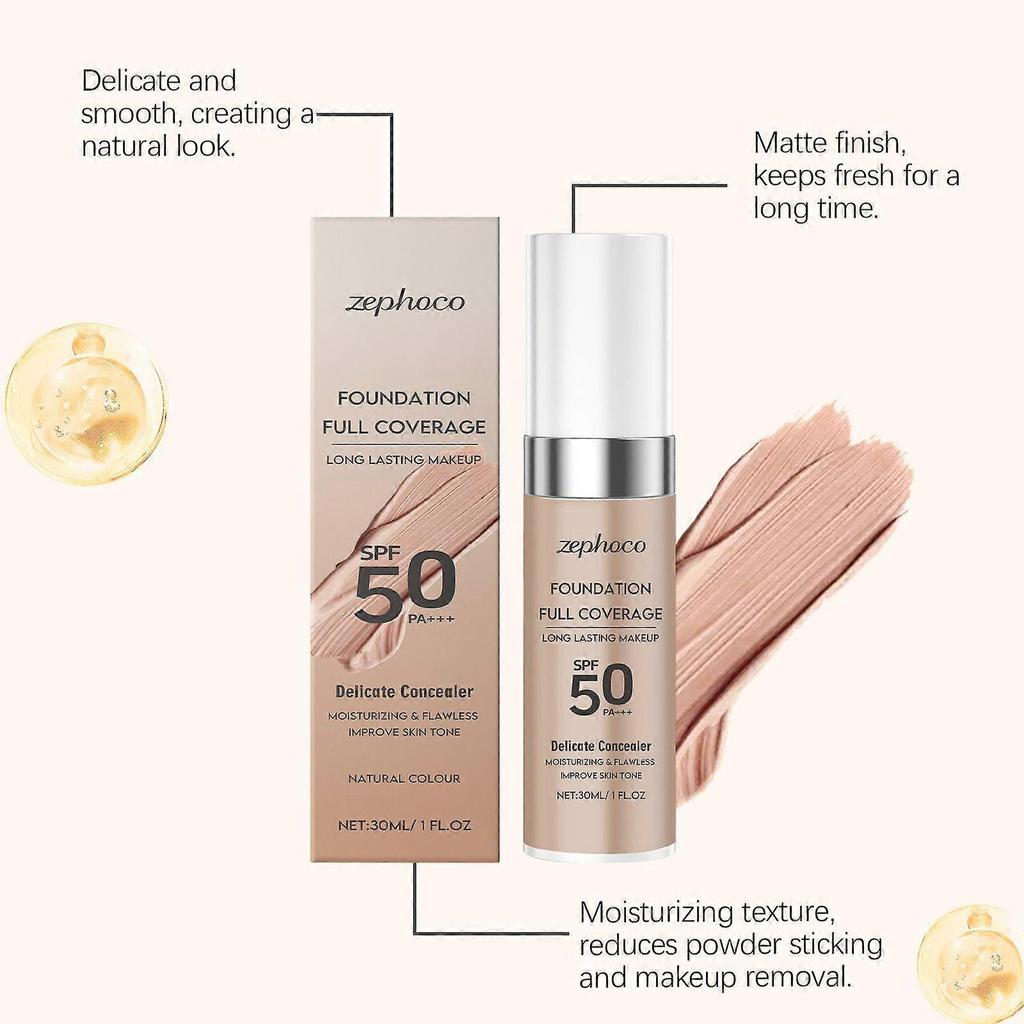 Zephoco Flawless Temperature-Change Foundation, Natural Shade, Long-Lasting, Hydrating, Sweatproof, Waterproof, And Smudge-Resistant