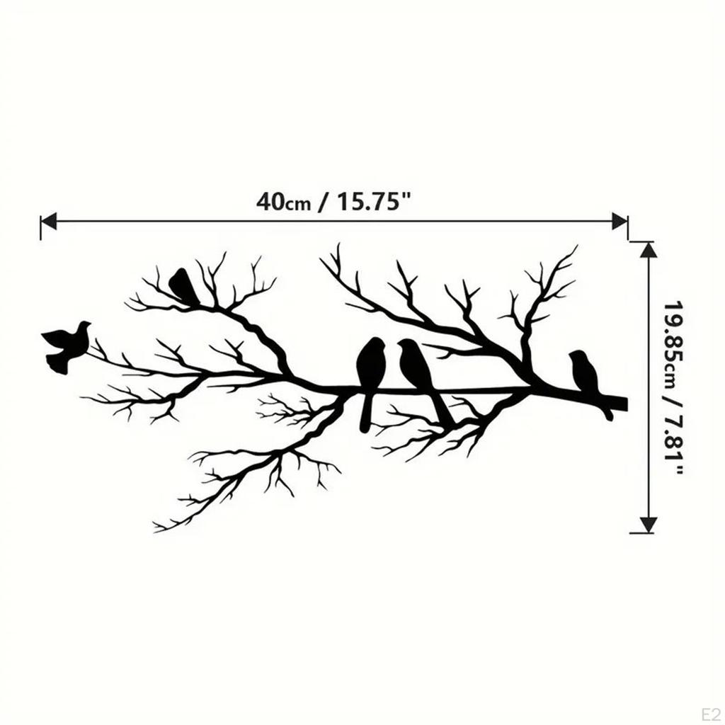 Hanging Wall Metal Art Bird Ornament Birds On The Branch Sculpture Unique Iron