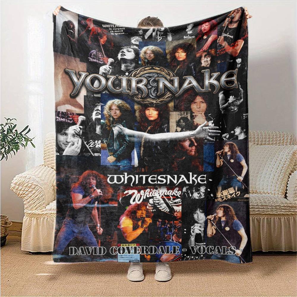 Name Custom WHITESNAKE Print Flannel Blanket High Quality Warm Comfortable Cover for All Seasons Perfect for Gifts Home Decor