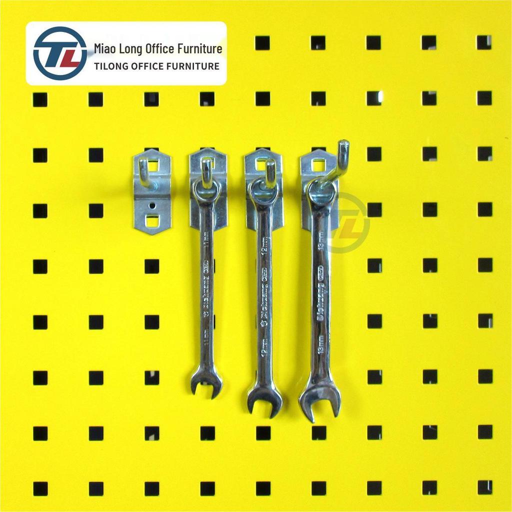Wall-Mounted Perforated Board Hooks & Tool Display Rack