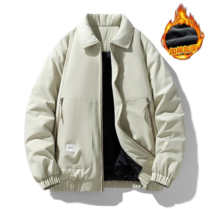 

Padded-padded Men s Winter Trend Versatile Handsome Lapel Retro Padded Clothes Large Size Fat Increase Loose Casual Padded Jacket Men M хаки