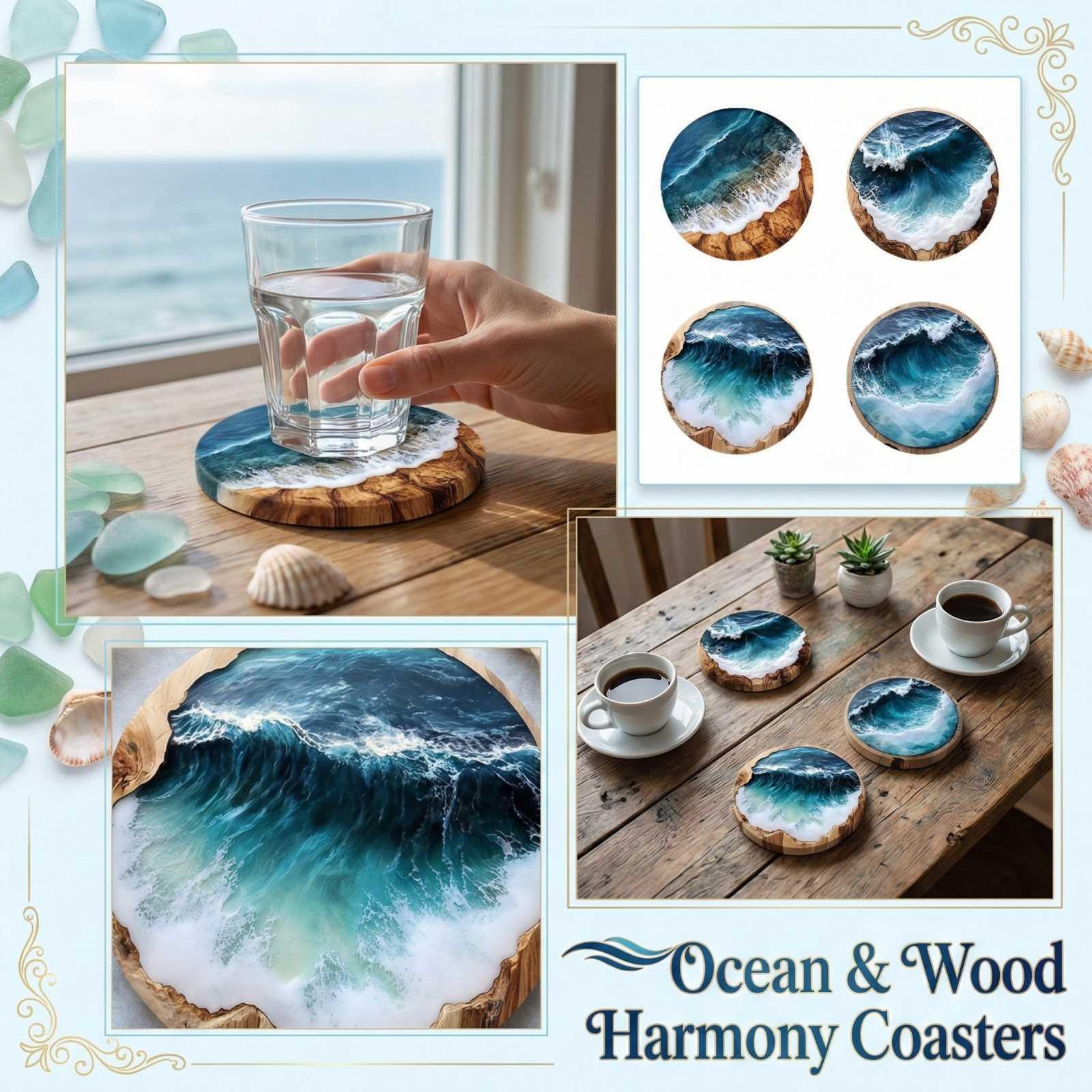 

4Pcs Wooden Heat Resistant Non- Table Mats For Drinks & Dishes One Size