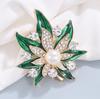 Fashion Green Maple Leaves Flower Metal Brooches Pins for Women Clothing Coat Jewelry Accessries Gifts