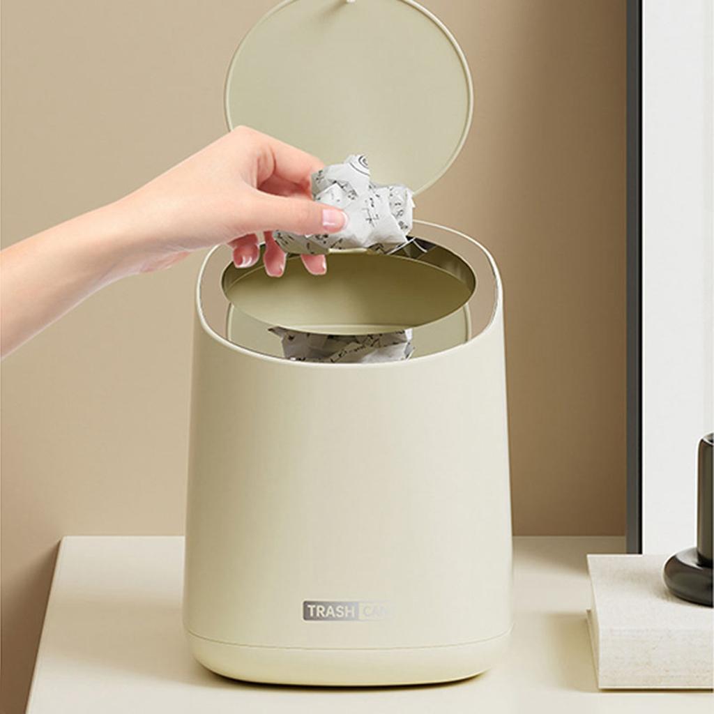 Mini Countertop Garbage Can Small Plastic Countertop Wastebasket Waste Can with Press Type Lid for Bathroom Bedroom