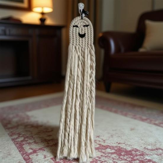 Halloween Ghost Wall Hanging Decoration Boho Handwoven Cotton Rope Ghost