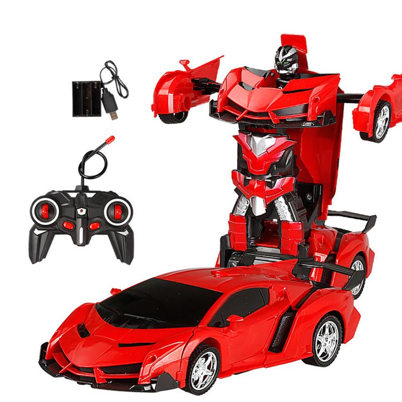 1:18 Remote Control Transforming Car One-button Deformation Robot Cars Toys For 3-11 Years Old Kids
