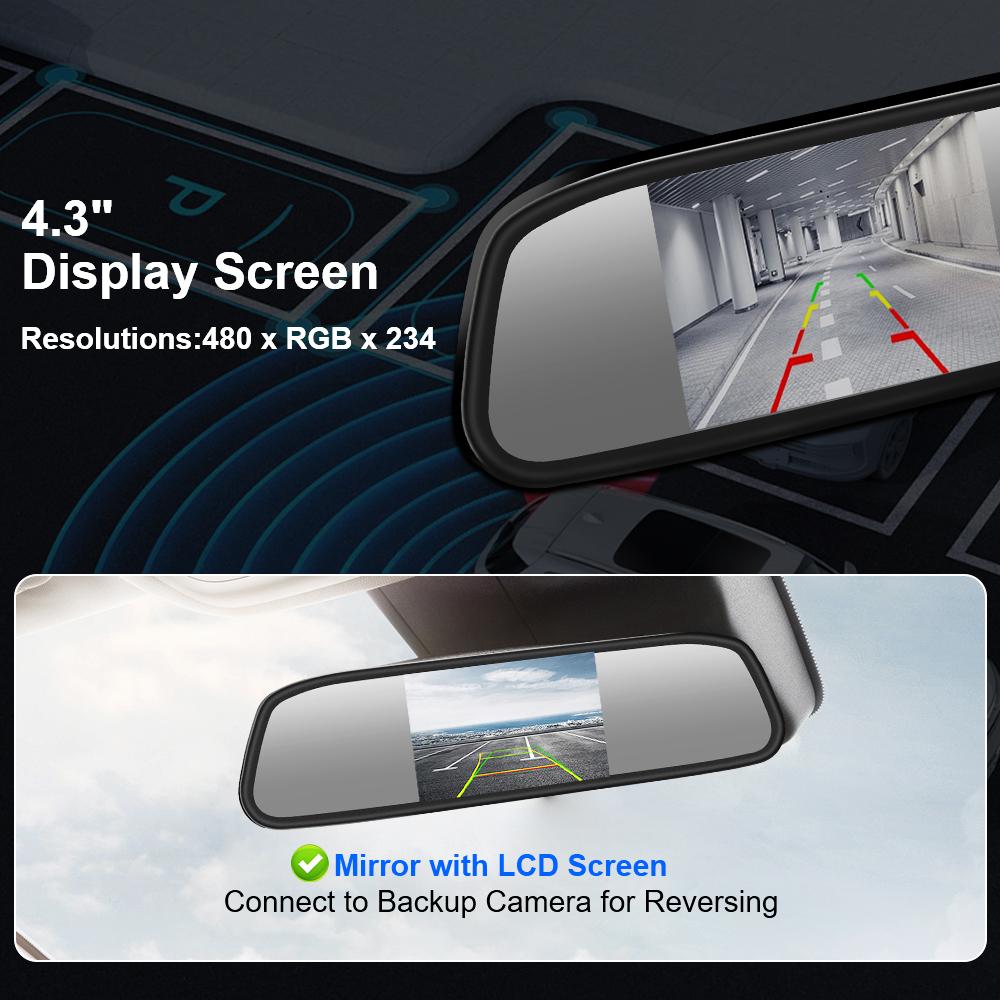 Universal Car Rearview Mirror Display HD Video Auto Parking Monitor TFT LCD Color Monitor 4.3 Inch Rearview