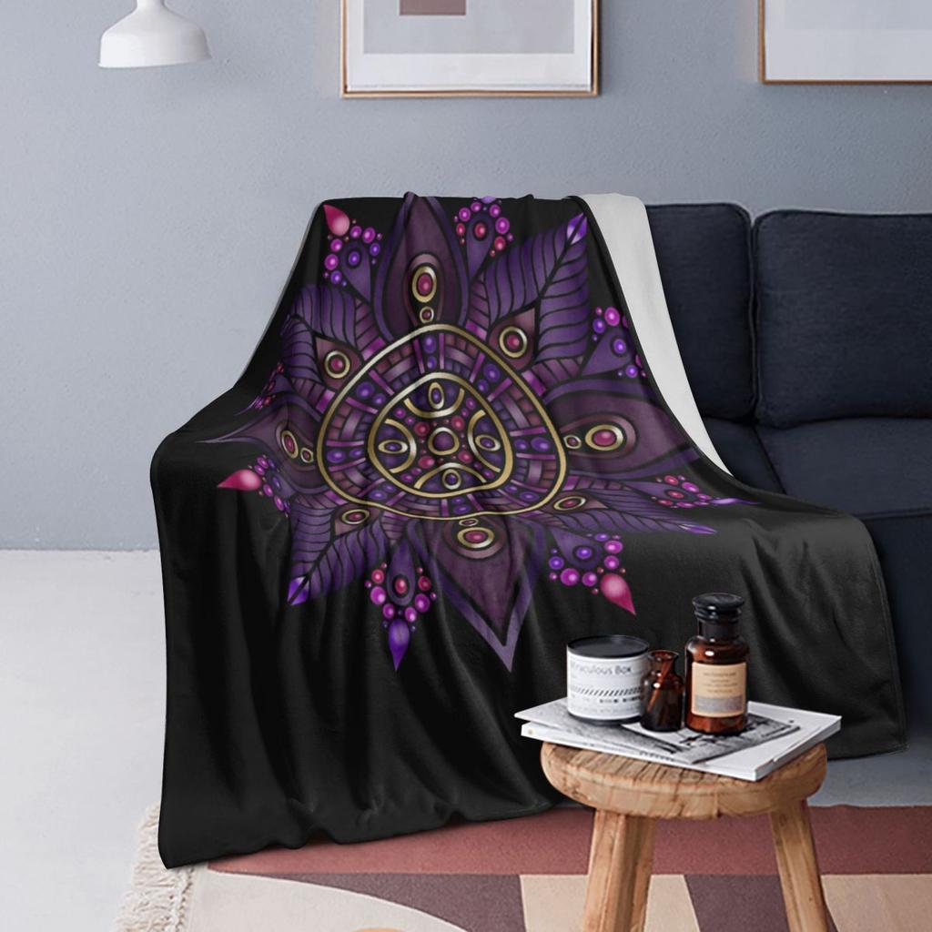 Mandala Yoga Flower Bohemia Meditation Nature  Blanket Soft Warm Flannel Throw Blanket Cover for Bed Living Room Picnic Home