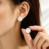 Elegant Turquoise Natural Mother Of Pearl Round Stud Earrings Women Copper Alloy With Post Lightweight Daily Wear