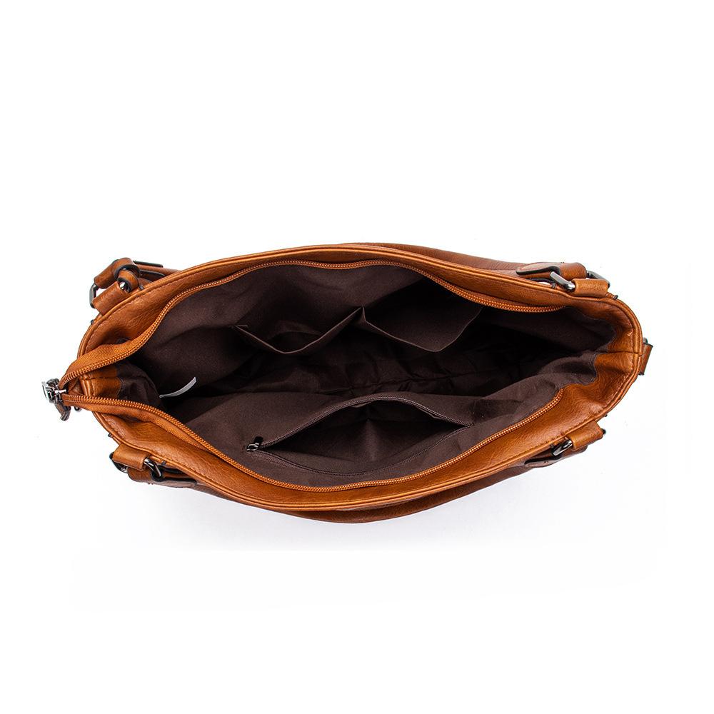 Damen Schultertaschen mit großer Kapazität Mode Lässige Handtasche Vintage PU Leder Umhängetasche Weibliche Reise Shopper Tote