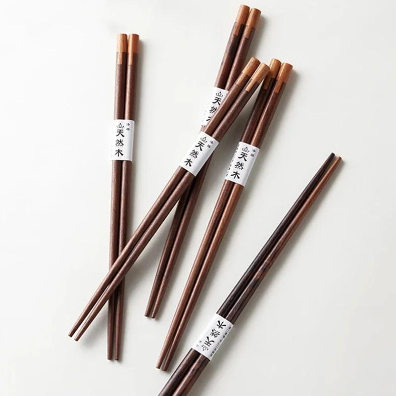 5 Pairs Chinese Chopstick Set Patchwork Walnut Wood Chopsticks Sushi Sticks Korean Chopsticks Japanese Chop Stick Wooden Cutlery