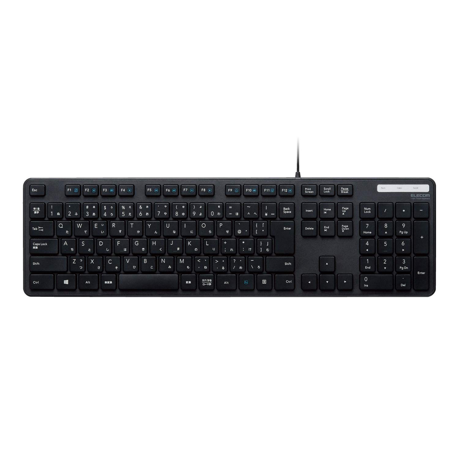 

ELECOM Wired Membrane Full Keyboard, Thin, Keyboard, Black, TK-FCM108XBK