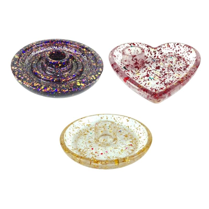 Heart Candlestick Silicone Mold Gypsum Plaster Mold Lipstick Holder Tray Mold for DIY Jewelry Organizer Home Craft Decor
