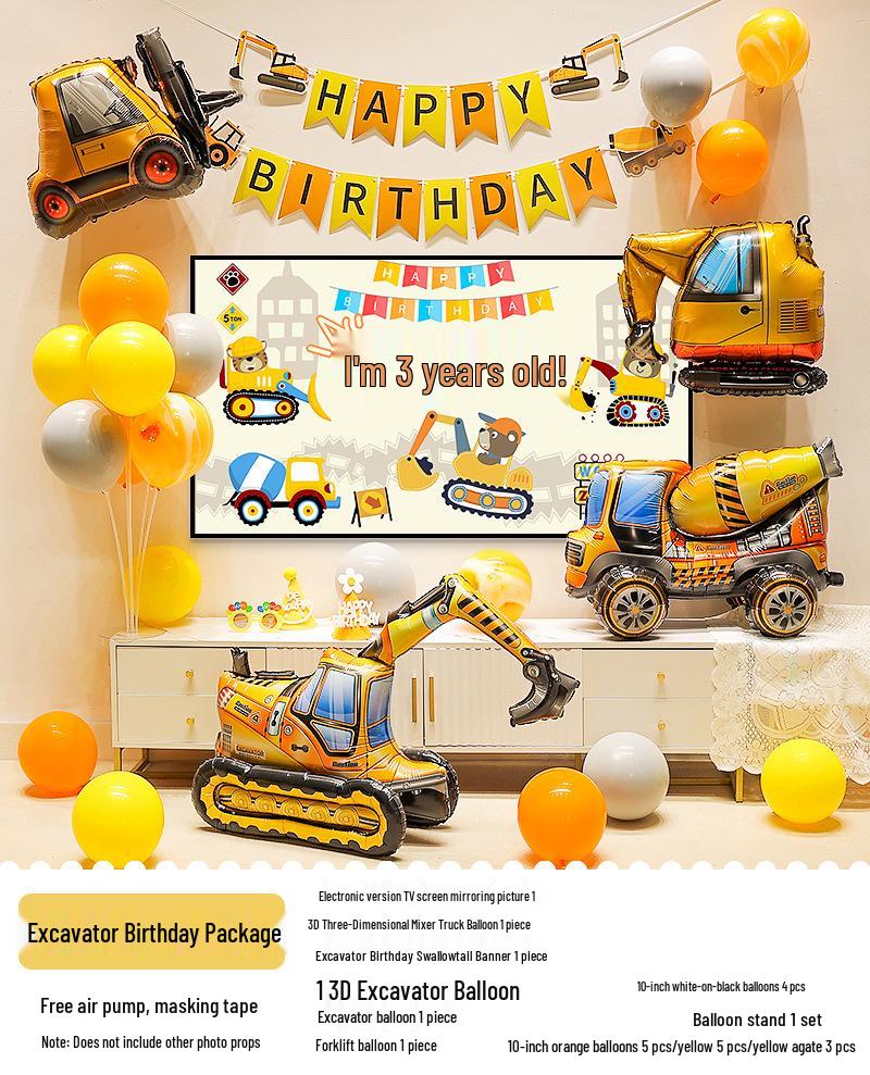 

Набор воздушных шаров для вечеринки на день рождения в тематике экскаватора для мальчиков