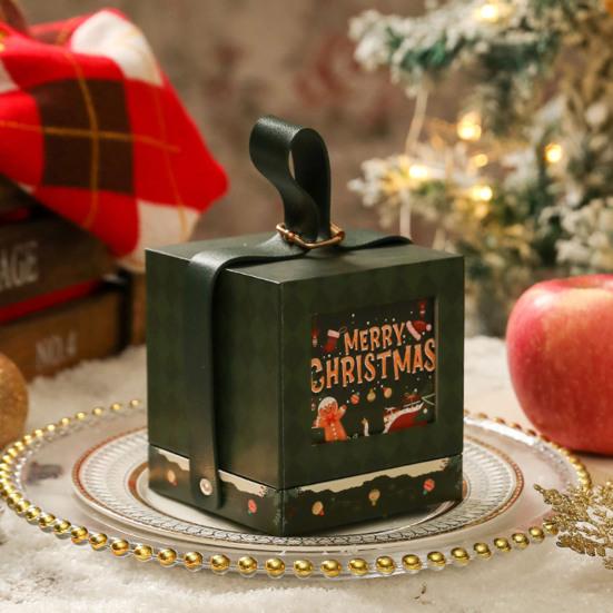 Yousheng Christmas Gift Box with Handle Cartoon Fruits Candy Treats Goodies Chocolates Storage Box Hexagonal Square Paper Packing Box Party Supplies