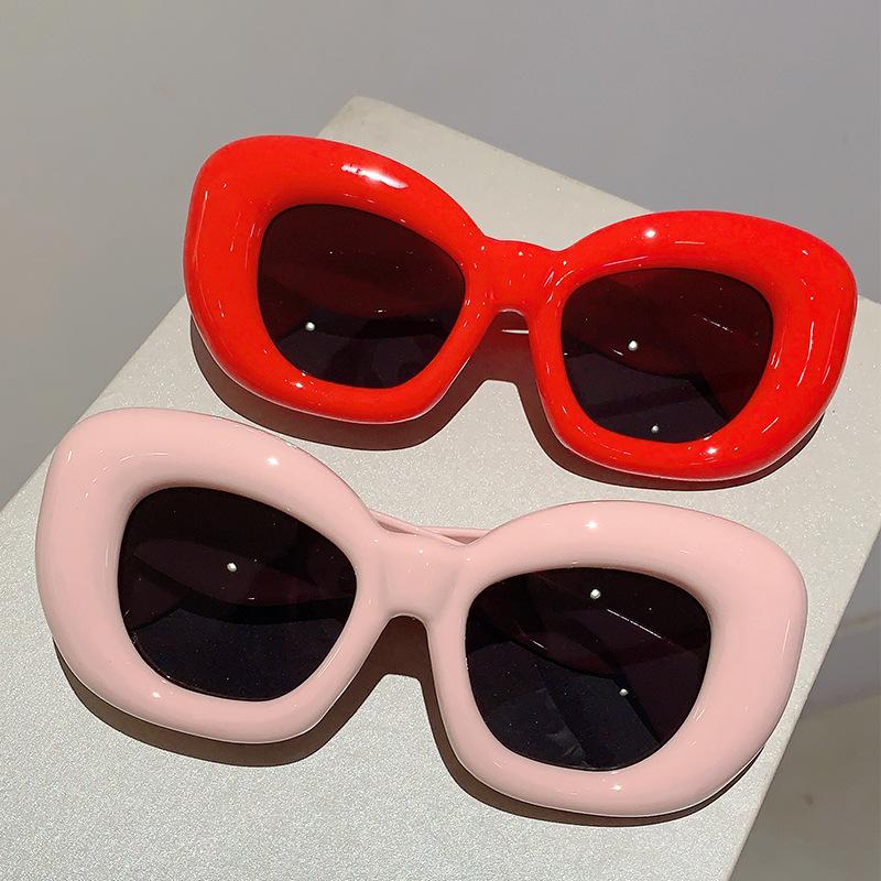 Oversized Big Frame Cat Eye Pink Sunglasses Women For Men Vintage Sun Glasses Luxury Brand Designer Punk Popular Bubble Eyeglass