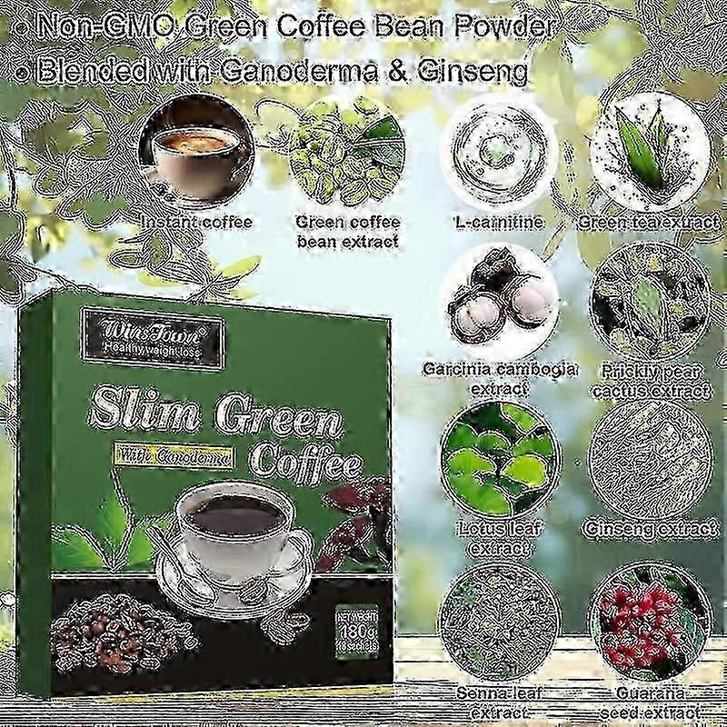 18-54pcs Green Coffee Green Slim Coffee with Ganoderma Weight-Loss Coffee for Women And Men