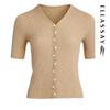 Women's Lamb Wool V-Neck Knit Top