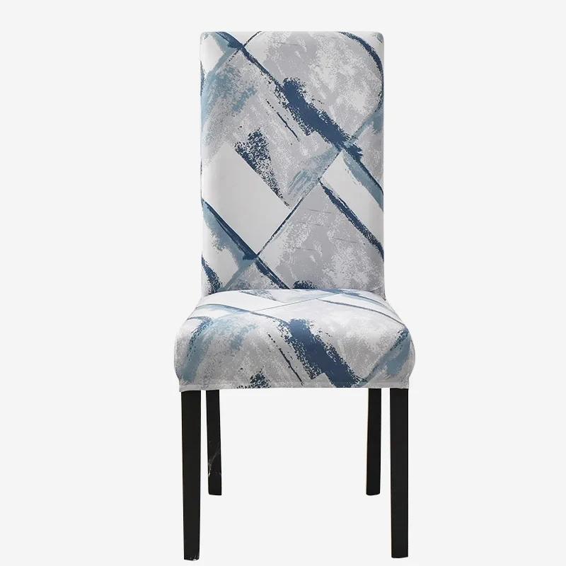 Printed Chair Cover Elastic Kitchen Seat Cover Stretch Spandex Chair Covers for Dining Room Wedding Hotel Banquet Washable 1pc