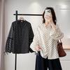2026 Spring Elegant Plus Size Polka Dot Long Sleeve Chubby Girl Lace Cardigan with Half Open Collar