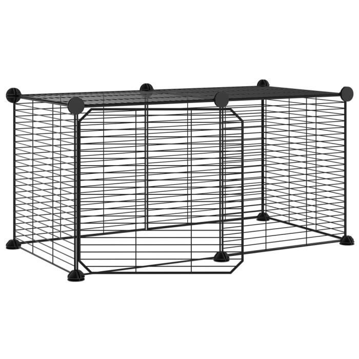 3114053 vidaXL Cage animaux de compagnie à 8 panneaux et porte Noir 35x35 cm