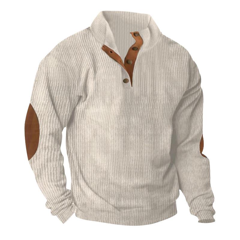 Men's Corduroy Stand Collar Long Sleeve Hoodie - Autumn/Winter Casual Outdoor Jacket