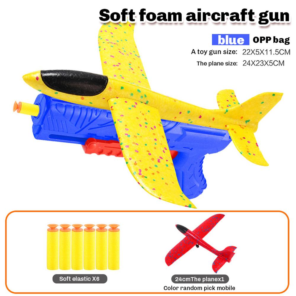Foam Plane 10M Launcher Catapult Glider Airplane Gun Toy Children Outdoor Game Bubble Model Shooting Fly Roundabout Boy Toys