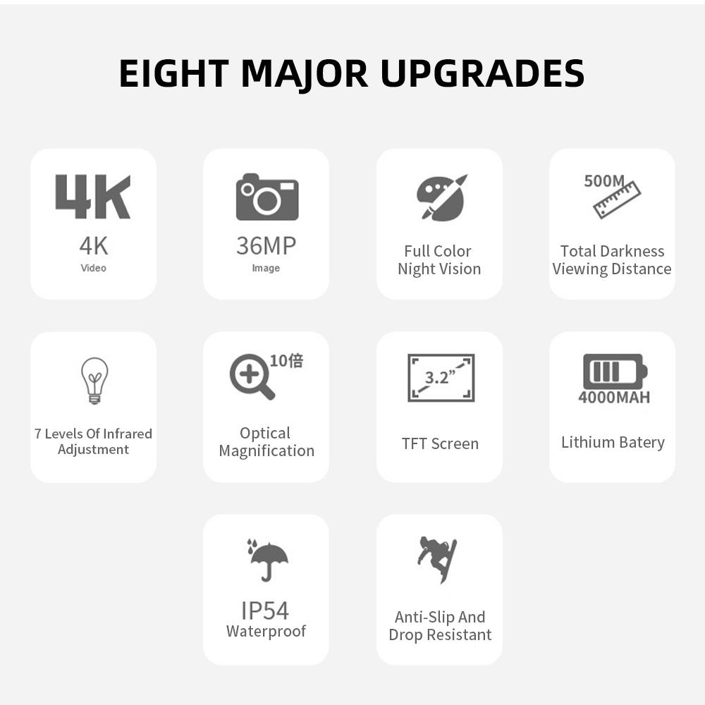 Full-Color Night Vision Binoculars Digital Infrared Telescope with 10X Optical Zoom Large Screen