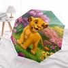 1 Paraguas Plegable Portátil de 8 Varillas Temático del Rey León, Simba, Colorido, Apertura Automática para Hombres y Mujeres, Un Compañero Compacto para Viajes Diarios Adecuado para Lluvias Diarias