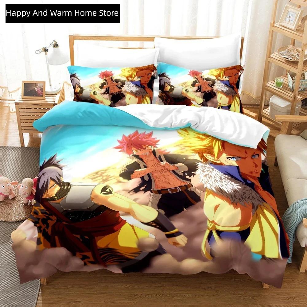 3D Print Anime Fairy Tail Logo Natsu Beding Set Young Boys Young Girls Twin Quen Sized Dimensions Soft Duvet Cover Pilowcase Bed Young Boys Adult
