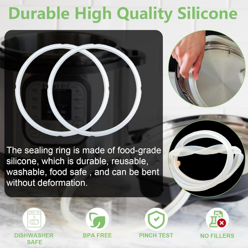 Comprehensive Pressure Cooker Accessory Set Dishwasher Safe Part for 5/6QT Featuring Anti Blockage Sealing Rings